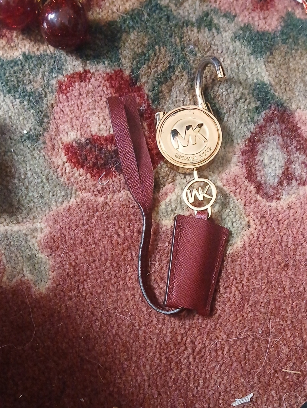Michael Kors Burgundy and Gold Bag Lock & Key Ring